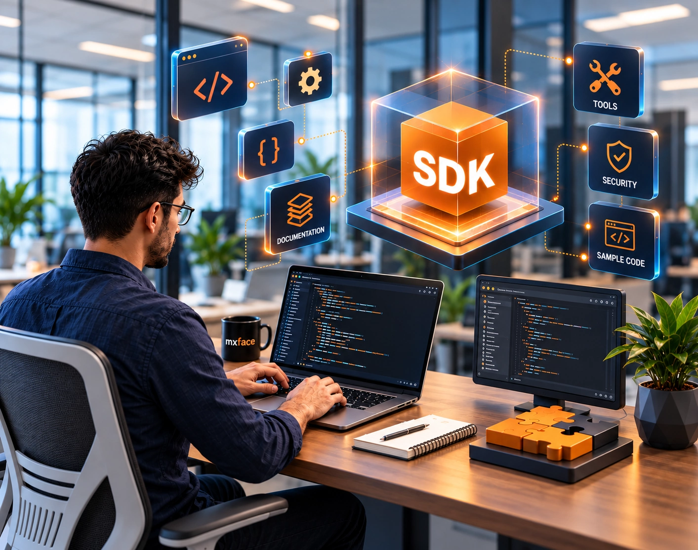 SDK cube connecting face, iris, fingerprint, and code integration
